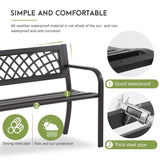 Ruesleag Garden Bench,Metal Outdoor Bench Park Bench with Plastic Mesh Backrest Armrests Sturdy Steel Frame for Patio Yard Porch Entryway Black Ruesleag