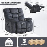 HAOMARKETS Oversized Electric Recliner Chair with Massage and Heat, 41" Wide Power Reclining Chairs with USB Port, Breathable Fabric Overstuffed Reclining Sofa for Living Room Bedroom (No Lift) HAOMARKETS