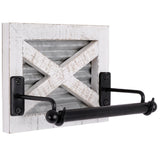 Autumn Alley White Farmhouse Toilet Paper Holder Wall - Farmhouse Bathroom Decorative Accessories Country - White Washed Wood, Galvanized Metal & Matte Black Metal - Adds Rustic Bathroom Charm Autumn Alley