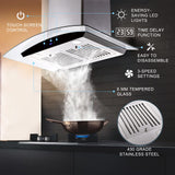 Range Hood 30 Inch, Tieasy Wall Mount Kitchen Hood with Ducted/Ductless Convertible Duct, Stainless Steel Chimney and Baffle Filters, Touch Control Fan Timer, LED Lights, 3 Speed Fan Tieasy