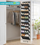 AOODA 10 Tier Clear Over the Door Shoe Organizer Storage, Deep Pockets Large Hanging Shoe Rack for Closet Door, Fit 20 Pairs Shoe Holder Hanger for Sneakers, Boots (Black) AOODA