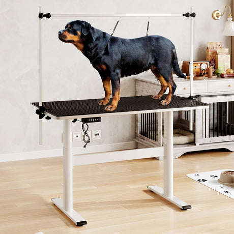Sunvasagoo Electric Dog Grooming Table - Professional Quiet Motor, Non-Slip Desk Mat, Height Stepless Adjustable, Unique Smooth Edge Wrap, and Heavy-Duty Frame Construction. Sunvasagoo