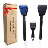 Nylon Grill Brush No Wire Bristle Barbecue Brush Grill Cleaning Kit Safe Grill Scraper Brush for Outdoor Grill Cleaner with Hole BBQ Brush Accessories Clean Cool Grates Gift for Men/Dad 3 PCS Novaspark