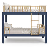 Storkcraft Next Santos Twin-Over-Twin 5-in-1 Convertible Bunk Bed (Midnight Blue with Natural) – GREENGUARD Gold Certified, Converts to Loft Bed and Twin Beds, Modern Style for Kids Room Storkcraft