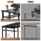 armocity Computer Desk with LED Lights, 48 Inch Reversible Large Desk with Power Outlet and USB, 48'' Gaming PC Table with Moveable Monitor Stand for Home Office, Workstation, Black armocity