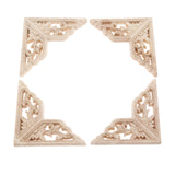 MUXSAM Wooden Decorative Appliques Onlays, 4-Pack Unpainted Wood Caravings Decals Inlays Overlays Corners Decor for Cabinet Dresser Cupboard Mirrors Walls Doors DIY Craft Project, 8x8cm/3.15"x3.15" MUXSAM