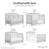 Dream On Me JPMA & Greenguard Gold Certified Odelle 5 in 1 Convertible Crib in Pebble Grey, Built of Sustainable Pinewood, 3 Mattress Height Settings, Non-Toxic Water-Based Paint Finish Dream On Me