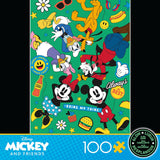 Ceaco - Disney - Mickey and Friends - Mickey Party of Six - Glow in The Dark -100 Piece Jigsaw Puzzle Ceaco