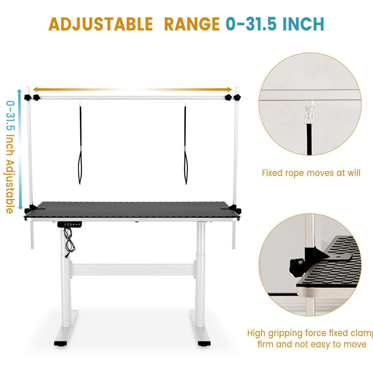 Garveelife Electric Dog Grooming Table, 46" Heavy Duty Pet Grooming Table w/Table Top & Overhead Arm Height Stepless Adjustable GarveeLife