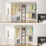 Ulif M1 Closet Storage Organizer System, 6 Tiers Heavy Duty Metal Garment Rack with 3 Expandable Hanger Rods, Wall Mounted Space Saver Suits from 5.4-8.7 ft. Width, 71.2”H x 14”D, 700LBS, Black Ulif