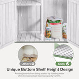 MEDEHOO Outdoor Storage Shed with Floor and Waterproof Roof - Metal Framed Tool Cabinet with Adjustable Shelves - Double Lockable Doors for Backyard, Garden, Patio (Off-White) MEDEHOO