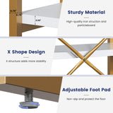 Jehiatek Gold Bookshelf 5 Tiers, Geometric Bookcase, 71"L x 71"H Tall Etagere Book Case, Sturdy Metal Frame, Freestanding Display Shelving Unit for Home, Office, Library Jehiatek