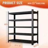 Hymnxemo Heavy Duty 5-Tier Shelving Unit 2500LBS Capacity - Adjustable Steel Garage Shelves for Warehouse, Basement Storage(63''H x 39.4''W x 13.8''D) Hymnxemo