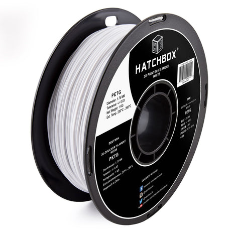 HATCHBOX PETG 3D Printer Filament, Dimensional Accuracy +/- 0.03 mm, 1 kg Spool, 1.75 mm, White HATCHBOX