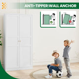 LISSIMO Metal Armoire Wardrobe Closet Cabinet,White Armoire Wardrobe Closets Storage Cabinets with Doors and Adjustable Shelves for Laundry Room,Bedroom,Bathroom LISSIMO