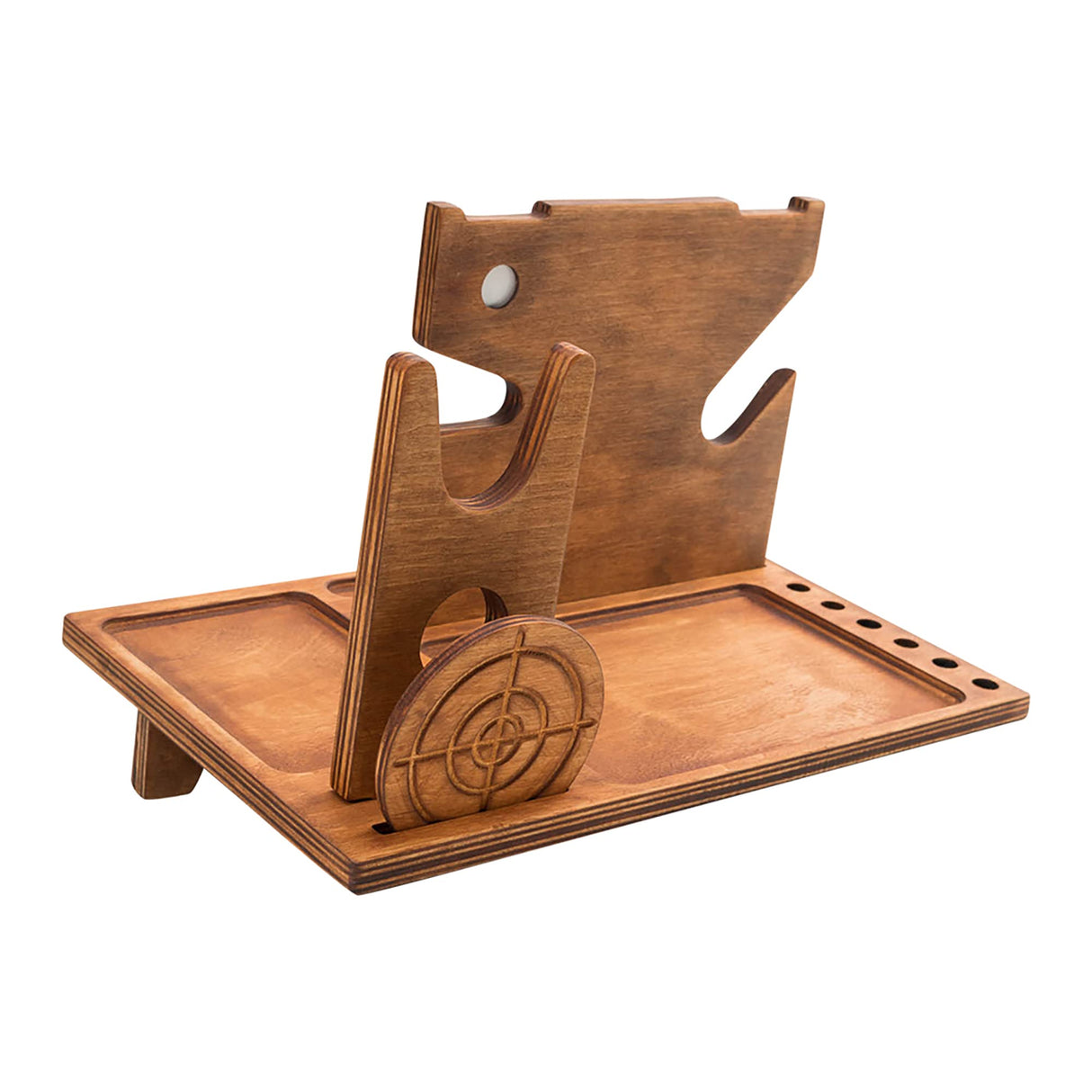 ROSTMARYGIFT Night stand - Gun tray organizer - Wood gun holder with watch charger - Ideal for police officers - Law enforcement gifts for him - Father's day gift ROSTMARYGIFT