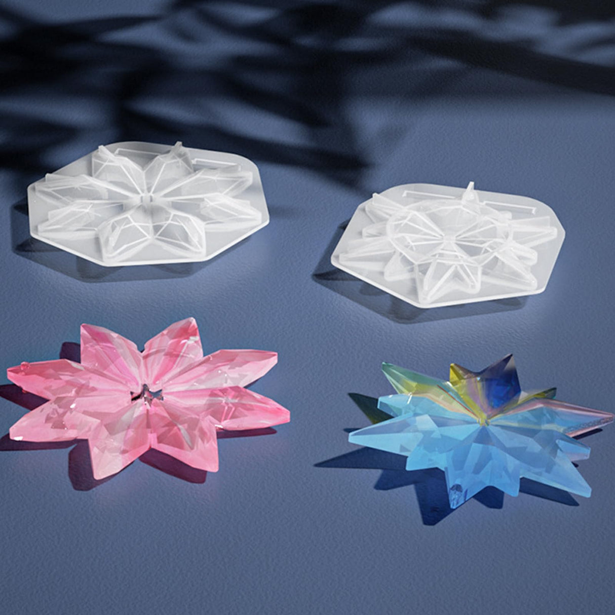 Christmas Resin Molds, 5 Pcs Snowflake Resin Molds Silicone 3D Snowflake Silicone Epoxy Resin Molds for Christmas Decoration Resin Molds for DIY Winter Christmas Tree Decoration Ceoyiler