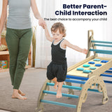 BlueWood Pikler Triangle Set, Foldable Wooden Climbing Toys Set, Indoor Playground Jungle Gym, Montessori Climbing Set for 2-6 Years Old, Toddlers, Baby, Kids (Sky Blue) BlueWood