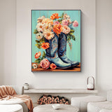 Yezavesu Cowboy Boots Paint by Numbers Kit for Adults Beginner, Flower Adult Paint by Number Kits on Canvas Without Frame, DIY Acrylic Painting by Numbers for Home Wall Decor Gift 16x20 Inch Yezavesu