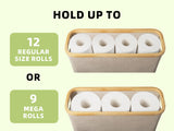 StorageWorks Toilet Paper Storage Basket, Toilet Paper Basket with Bamboo Lid, Large Toilet Paper Holder for up to 9 Mega Rolls, Toilet Paper Storage Cabinet for Bathroom, Brown and Beige, 1 Pack StorageWorks