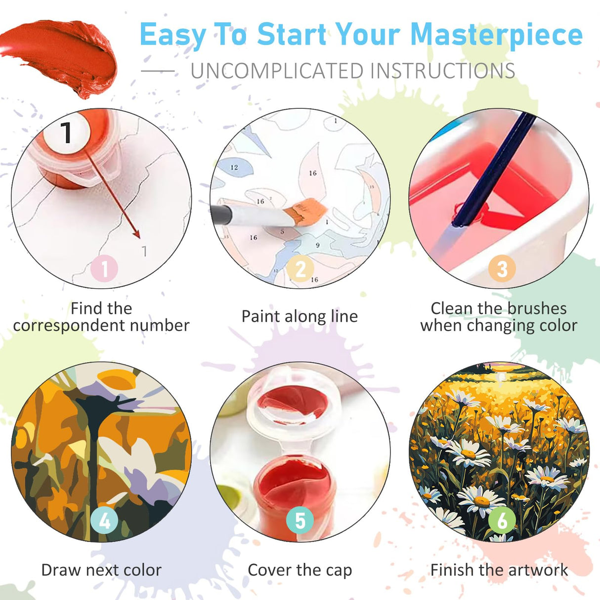 Offito Paint by Numbers Kit for Adults- Daisy Adult Paint by Number Kits on Canvas for Beginners, Sunset DIY Acrylic Oil Number Painting Kits for Home Wall Decor Gift 16"x 20" (Without Frame) Offito