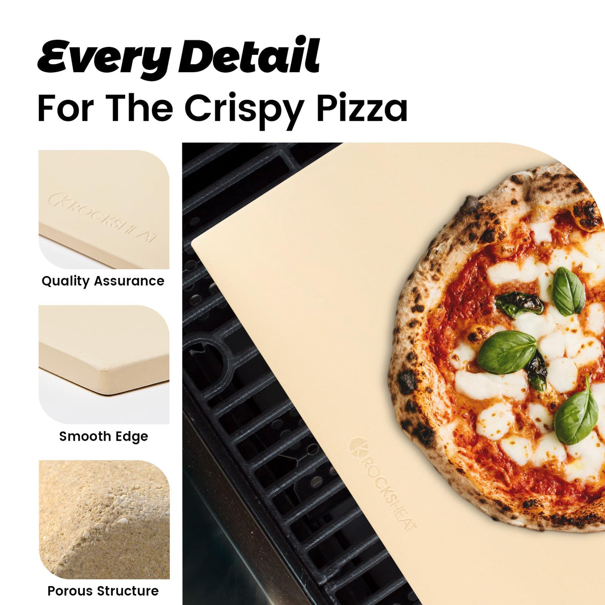 ROCKSHEAT Pizza Stone, Rectangular Extra Large 22" x 14" x 0.6" Pizza Stones for Oven Grill BBQ, Industrial Commercial Heavy Duty Cordierite Baking Stone for Pizza Bread, Outdoor Pizza Accessories ROCKSHEAT