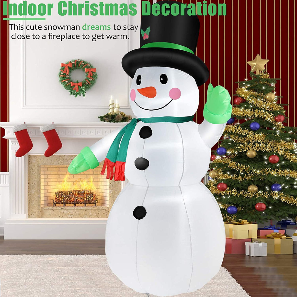 7 FT Christmas Inflatables Snowman Outdoor Yard Decorations, Christmas Blow up Snow Man with LED Lights & Black Hat, Winter Outside Decor for Holiday Party Patio Garden Lawn, Xmas New Year Kids Gifts Thanger
