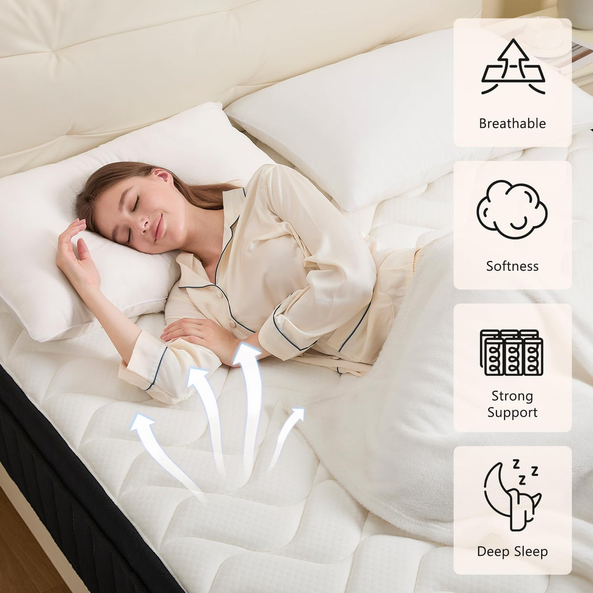 King Mattress 14 Inch Hybrid Mattress King with Memory Foam - Mattress in a Box with Individual Pocket Spring - Medium Firm Mattress Sleep Support Pressure Relief CertiPUR-US Certified 14 Inch King Moccona