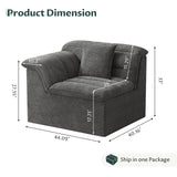 44" Modern Sectional Sofa, Upholstered Corduroy Cloud Couch with Deep Seat, Comfy Boneless Loveseat for Living Room, No Assembly Required, Dark Gray, Right Side SUNG7