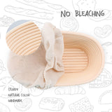 DOYOLLA Bread Proofing Baskets Set of 2 10 inch Oval Shaped Dough Proofing Bowls w/Liners Perfect for Professional & Home Sourdough Bread Baking DOYOLLA