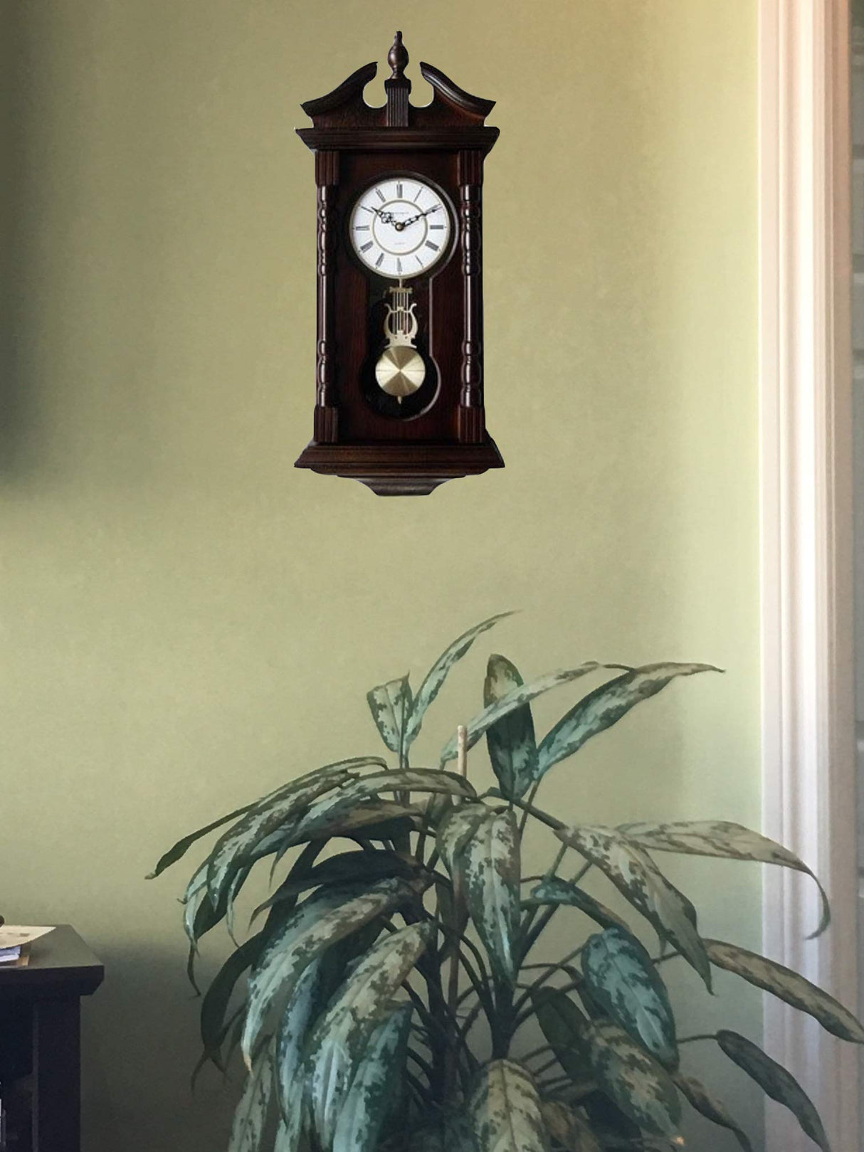 Vmarketingsite Wall Clocks: Grandfather Wood Wall Clock with Chime. Pendulum Wood Traditional Clock. Makes a Great Housewarming or Birthday Gift Wall Clock Chimes Every Hour with Westminster Melody Vmarketingsite