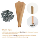 4 X 0.5 100pcs Wooden Candle Wicks and Stands Natural Candle Wood Wicks Candle Cores for DIY Candle Making Craft Smokeless Wood Wicks for Candle Making (Use 2 Wicks per Stand) Phinicco