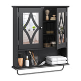 RoyalCraft 22x25 Bathroom Medicine Cabinet with Mirror, Large Wood Wall Mounted Storage Cabinet with Shelves and Towel Bar, Over The Toilet Storage Cabinet for Bathroom, Laundry, Living Room, Black RoyalCraft