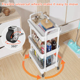Calmootey 3-Tier Rolling Utility Cart with Drawer,Multifunctional Storage Organizer with Plastic Shelf & Metal Wheels,Storage Cart for Kitchen,Bathroom,Living Room,Office,White Calmootey