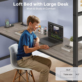 ADORNEVE Loft Bed Full Size with Desk and 8 Storage Drawers, LED Metal Loft Bed with Power Outlet, 2 Shelves & Clothing Rack, Bed with Safety Guardrail & Ladder,Space-Saving, Grey ADORNEVE