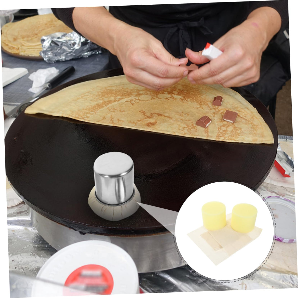 FELTECHELECTR 4 Sets Pancake Grease Brush Pancake Grease Spreader Basting Mop Bbq Oil Mop Pastry Brush Dispense Oil Wiper Replace Fabric Pancake Spreading Mop Bbq Mop Crepe Maker Oil Brush Cloth FELTECHELECTR