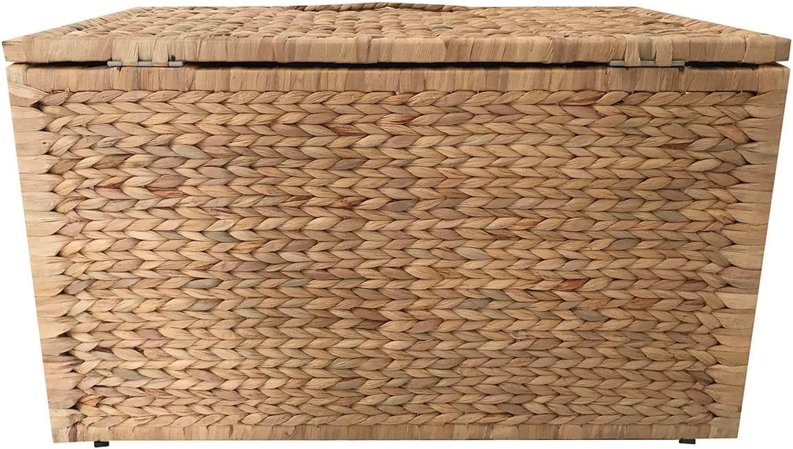 eHemco Heavy-duty Water Hyacinth Wicker Storage Trunk with Metal Frame, 30 by 17.5 by 17.5 Inches, Natural eHemco
