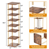 LUCKNOCK Vertical Shoe Rack, 8-Tier Tall Narrow Shoe Organizer for Entryway, Closet, Dorm & Small Spaces, Freestanding Wooden Shoe Shelf Tower for Boots, Sneakers, Heels. (Rustic Brown) LUCKNOCK