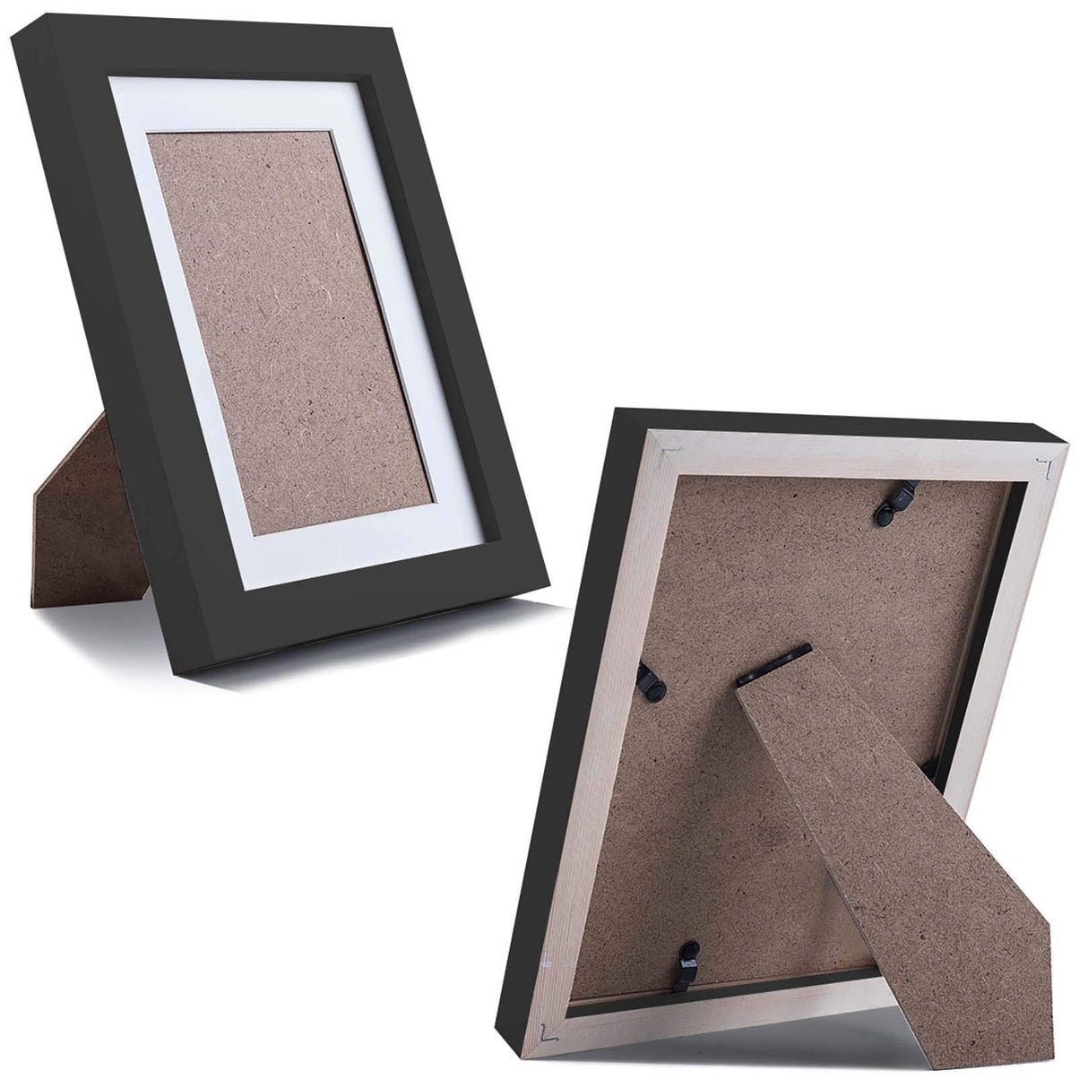 Picture Frames 5x7 Black 2 Pack Nature Solid Wood for Wall Mounting and Tabletop Display WUTL