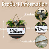 Dacawin Personalized Front Door Signs with Wreath Custom Rustic Family Name Round Wooden Sign with Bow Welcome Farmhouse Customized Hello Door Hanging Sign for Home Wall Outdoor Indoor 12x12 Inch Dacawin