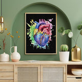UPABLUNSO Rainbow Anatomical Heart Watercolor Novelty Round Diamond Art Painting Unframed Full Drill Paint with Diamonds Kits 12x16 inch UPABLUNSO
