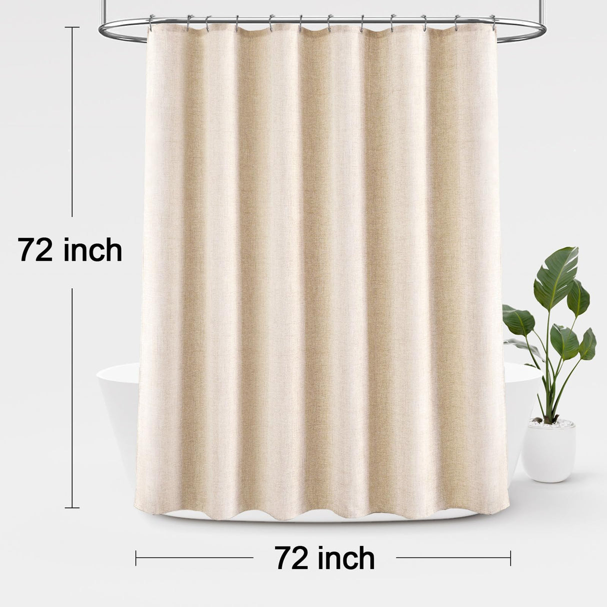 Awellife Linen Shower Curtain Beige Boho Farmhouse Shower Curtains for Bathroom Fabric Cream Cloth Liner 72 x 72 Inch Awellife