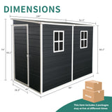 LANTRO JS Outdoor Storage Shed with Floor Included, 4x8FT Plastic Storage Shed with Floor with 2 Windows and Lockable Door, Backyard Storage Sheds for Garden Tools, Bike LANTRO JS