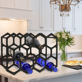 AT-VALY Countertop Wine Rack,Durable and Sturdy Freestanding 14 Bottle Wine Holder for Home Decor, Bar,Cabinet,Pantry (Black) AT-VALY