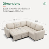 HONBAY Modular Sectional Sleeper Sofa with Pull Out Bed, Rearrangeable Sectional Couch with Storage Seat, Sectional Couches for Living Room,Beige HONBAY