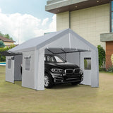 ACONEE Carport 13×20 FT Heavy Duty Car Canopy with Ventilated Windows, Removable Sidewalls & Zipper Doors, Portable Garage Boat Party Tent, Reinforced Triangular Beam, Waterproof Tarp for Car, Truck ACONEE