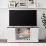 HollyHOME TV Stand for TVs up to 65”, Wood Entertainment Center with Adjustable Storage Shelves, Media TV Console Table for Living Room and Bedroom, White HollyHOME