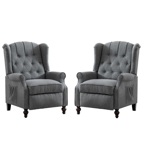 SAMERY Wingback Recliner Chair with Massage and Heat, Push Back Recliner Accent Chair, Modern Tufted Reclining Lounge Single Small Recliner Chair Set of 2 for Small Spaces, Living Room, Office SAMERY