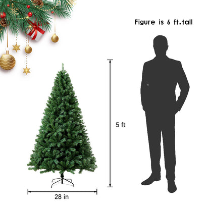 CRSTAFU 5ft Artificial Christmas Tree, Premium North Valley Spruce with 600 Branch Tips, Arbol de Navidad with Fold-Able Base Stand, Xmas Tree for Home, Office, Shop Decoration