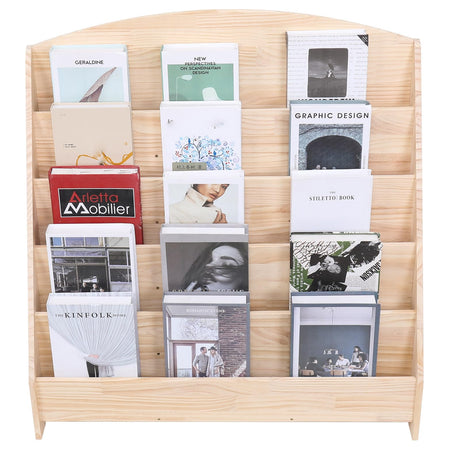 FDHUIJIA Montessori Toddler Book Shelf Organizer Single Sided Book Rack Display with Toy Storage, Children Baby Classroom Bookshelf, Kids Room bookcases cabinets & Shelves Natural Pine (31”) FDHUIJIA